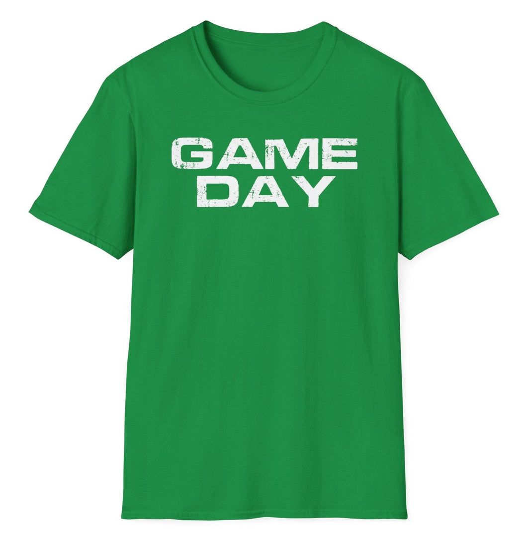 A soft green pre shrunk cotton t-shirt simply states Game Day as a celebration for the local game. This original tee is soft gree with distressed white lettering while being pre-shrunk with Irish graphics! 