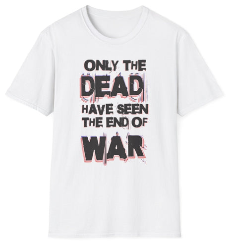 A white t shirt that touts an anti-war message about the casualities of war. A soft cotton white tee on original graphics.