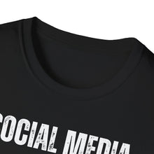 Load image into Gallery viewer, SS T-Shirt, Social Media Isn&#39;t Real - Black
