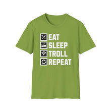 Load image into Gallery viewer, SS T-Shirt, Eat Sleep, Troll, Repeat - Multi Colors
