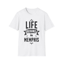 Load image into Gallery viewer, SS T-Shirt, Life Begins in Memphis - Multi Colors
