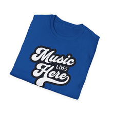Load image into Gallery viewer, SS T-Shirt, Music Lives Here White - Multi Colors
