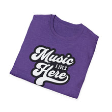 Load image into Gallery viewer, SS T-Shirt, Music Lives Here White - Multi Colors

