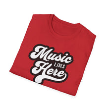 Load image into Gallery viewer, SS T-Shirt, Music Lives Here White - Multi Colors
