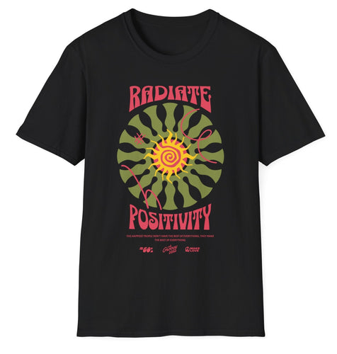A black t-shirt that has a retro positive and inspirational tee. The comfort of this 100% cotton t shirt is amazing.