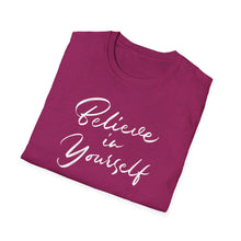 Load image into Gallery viewer, SS T-Shirt, Believe in Yourself - Cursive - Multi Colors
