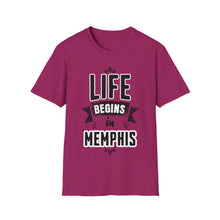 Load image into Gallery viewer, SS T-Shirt, Life Begins in Memphis - Multi Colors
