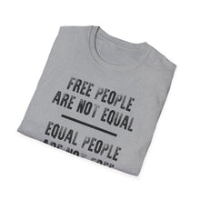 Load image into Gallery viewer, This athletic grey shirt announces free people and the need for freedom. The soft cotton and original graphic design of this tee are distressed and faded.
