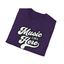 Load image into Gallery viewer, SS T-Shirt, Music Lives Here White - Multi Colors
