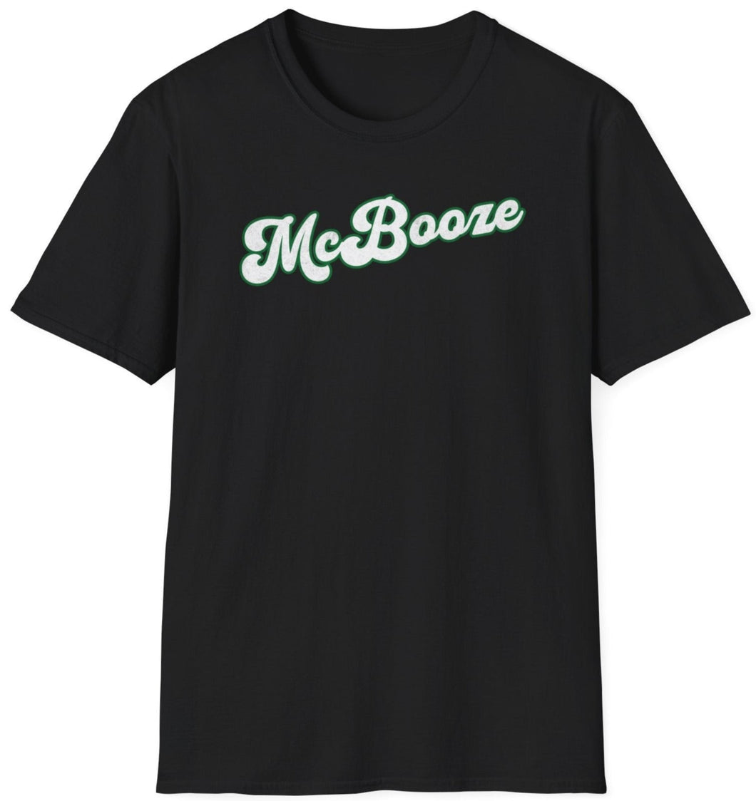 A black soft tee that shows the cursive font of McBooze to celebrate the Irish side of the pub. This 100% cotton t shirt is durable for a good time.