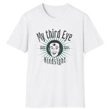 Load image into Gallery viewer, The 3rd third eye conspiracy on a white cotton t shirt.
