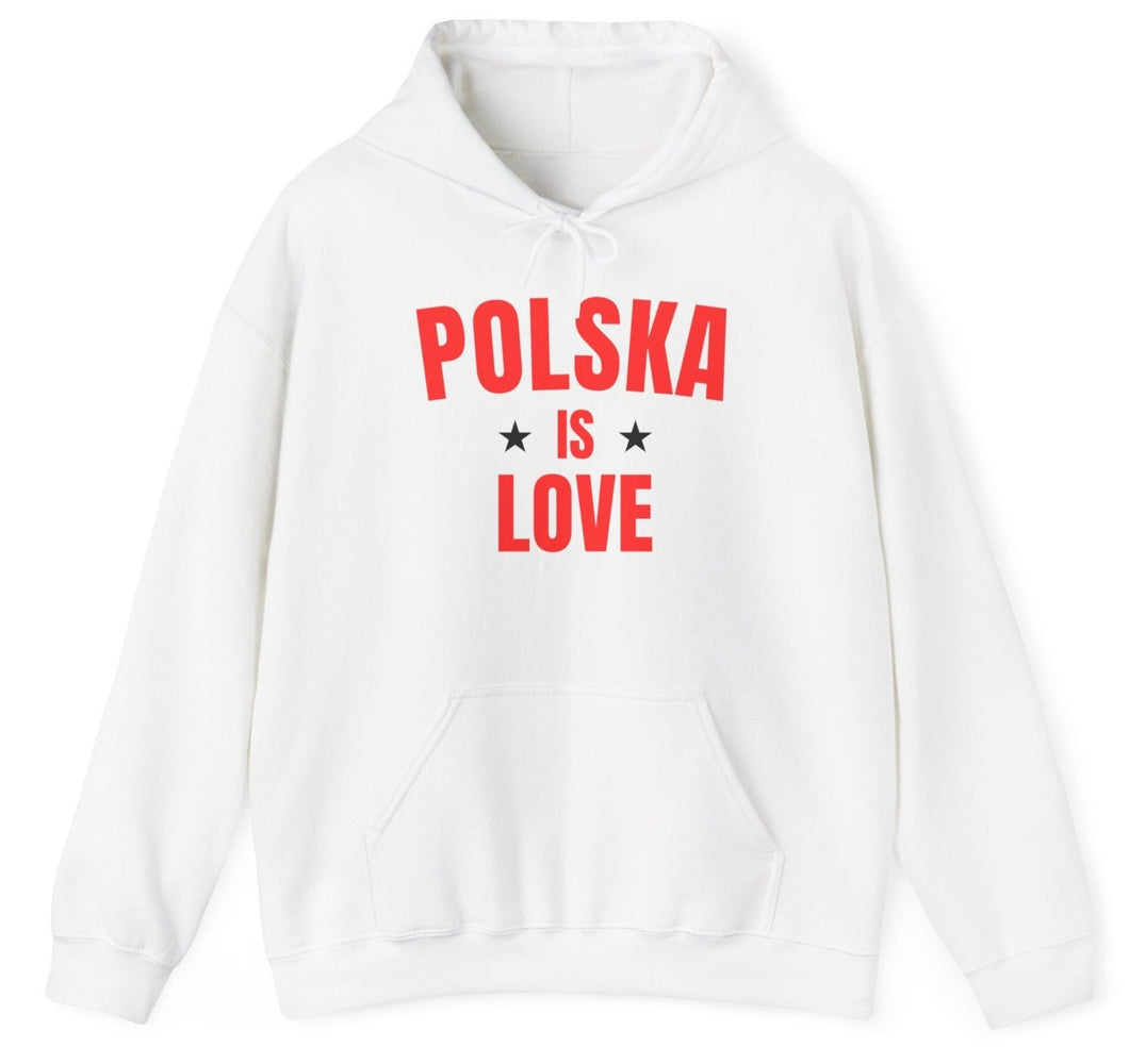 Sweatshirt, Hoodie, Polska is Love - White/Red