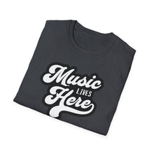 Load image into Gallery viewer, SS T-Shirt, Music Lives Here White - Multi Colors
