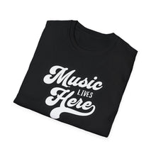 Load image into Gallery viewer, SS T-Shirt, Music Lives Here White - Multi Colors
