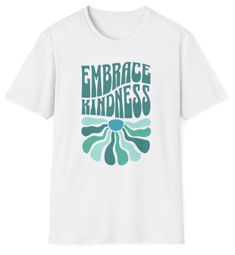 A white t-shirt that has a retro kindness and inspirational tee. The comfort of this 100% cotton t shirt is amazing.