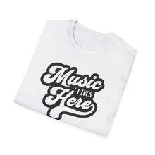 Load image into Gallery viewer, SS T-Shirt, Music Lives Here White - Multi Colors
