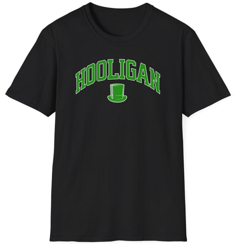 A soft black pre shrunk cotton t-shirt simply states Hooligan as a tip of the hat to the rowdy soccer and football lads of Europe. This original tee is soft and pre-shrunk with Irish graphics! 