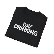 Load image into Gallery viewer, A soft black pre shrunk cotton t-shirt simply states it&#39;s a good time for day drinking. This black original tee is soft and pre-shrunk! 
