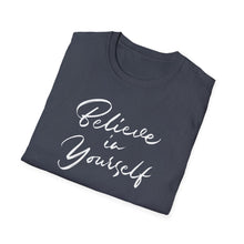 Load image into Gallery viewer, SS T-Shirt, Believe in Yourself - Cursive - Multi Colors
