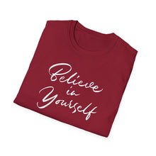 Load image into Gallery viewer, SS T-Shirt, Believe in Yourself - Cursive - Multi Colors
