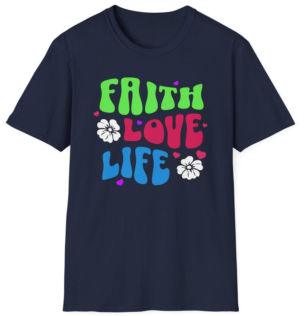 SS T-Shirt, Faith, Love, Life - Multi Colors