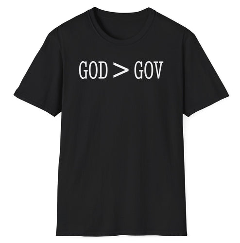 A clean and soft cotton black tee that simply says God is greater than government. The durable tee is comfortable and  related to resisting and protesting for all religions.