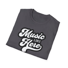Load image into Gallery viewer, SS T-Shirt, Music Lives Here White - Multi Colors
