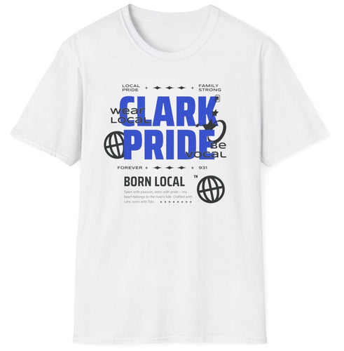 A White T-shirt showing pride for local clarksville residents. LGBTQ tee shirt that is 100% cotton tee.