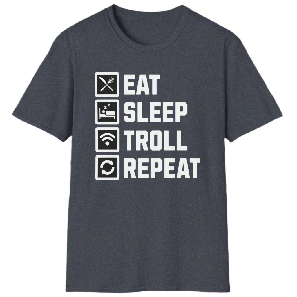 SS T-Shirt, Eat Sleep, Troll, Repeat - Multi Colors