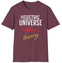 Load image into Gallery viewer, Dive into the mysteries of the cosmos with our “Electric Universe Theory” T-Shirt! Perfect for conspiracy enthusiasts and science buffs alike, this shirt is a bold statement piece. Made from high-quality, soft cotton, it ensures comfort and style, making it an ideal choice for any casual day or a thought-provoking discussion.
