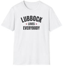 Load image into Gallery viewer, Whether you&#39;re a proud native of the Hub City, a devoted resident who&#39;s made Lubbock your home, or simply someone who admires its rugged beauty and pioneering spirit, wear your heart on your sleeve with the &quot;Lubbock Loves&quot; tee!
