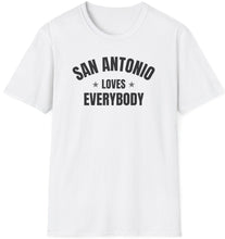 Load image into Gallery viewer, Crafted with premium materials and adorned with intricate details, the &quot;San Antonio Loves&quot; tee is the perfect companion for exploring the city&#39;s diverse neighborhoods, from the historic charm of the River Walk to the cultural delights of the Pearl District.
