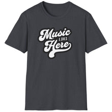 Load image into Gallery viewer, SS T-Shirt, Music Lives Here White - Multi Colors
